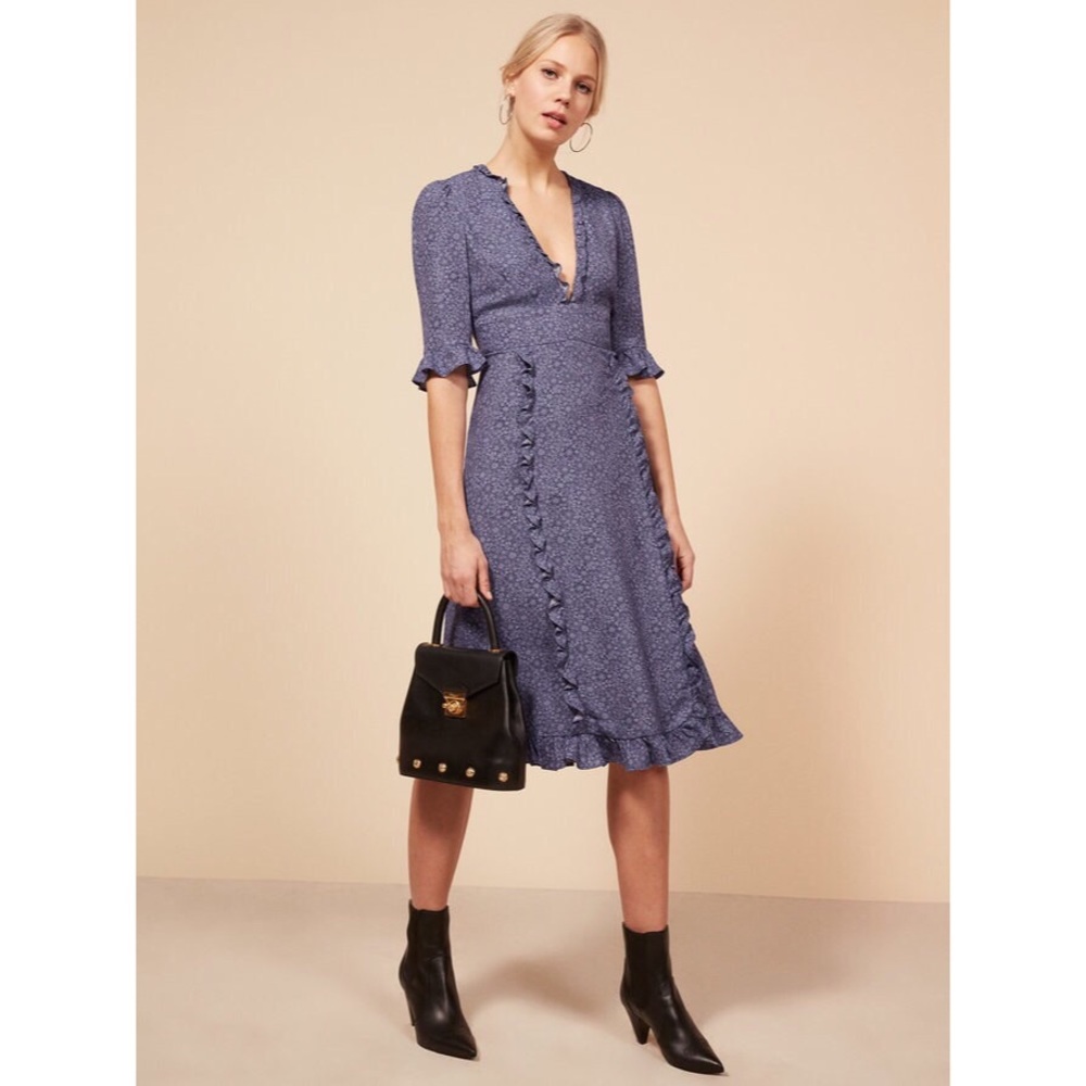 Reformation Purple Floral Midi Dress